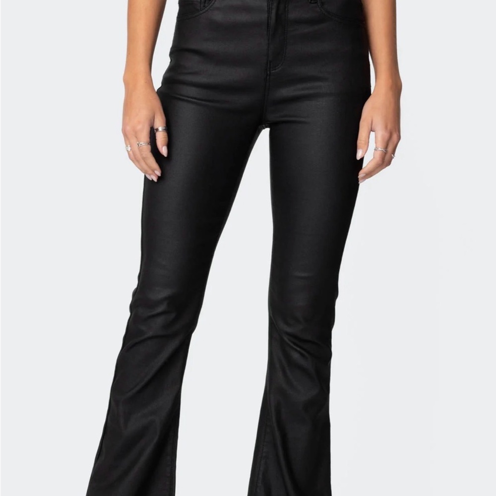 Edikted Black Faux Leather Pants